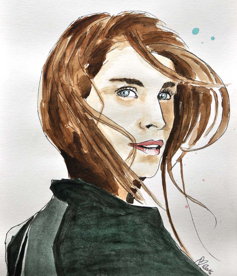 Mica, watercolor on paper 21×29.7cm (8.3×11.7 inch)